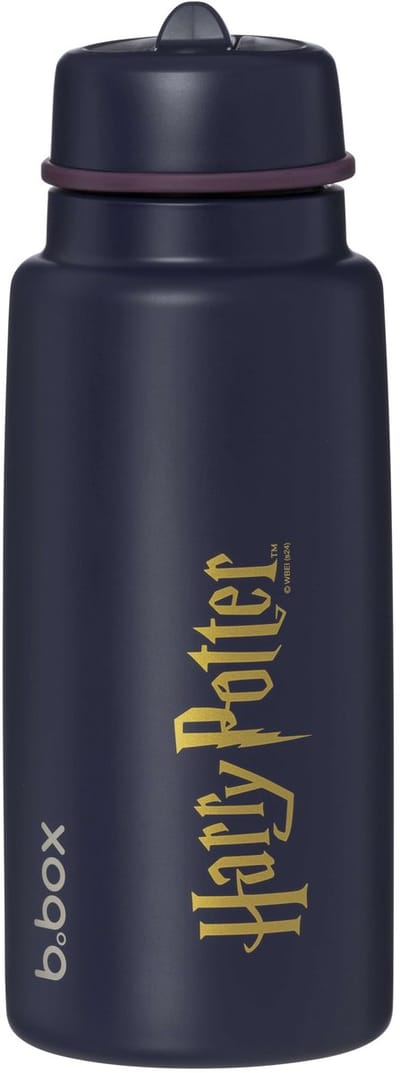 b.box Harry Potter geïsoleerde drinkfles met flip-top, drielaags roestvrij staal, houdt dranken tot 46 uur koud, lekvrij deksel met roestvrijstalen rietje, ideaal voor op reis, tijdens het sporten, BPA-vrij, 1 L