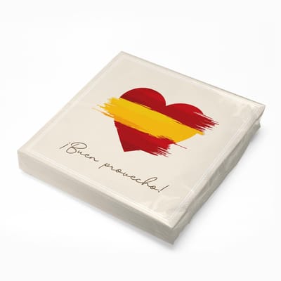 Dailygoods- Servetten 3-laags - Papieren Servetten - Spaanse Vlag - 30x30 cm - Verpakking van 20 stuks - Internationale Tafeldecoratie - Tafelservetten