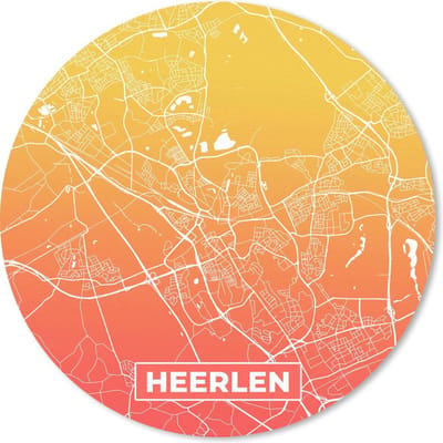 Muismat rond 20x20 cm - Mousepad Stadskaart - Heerlen - Geel - Ronde muismatten