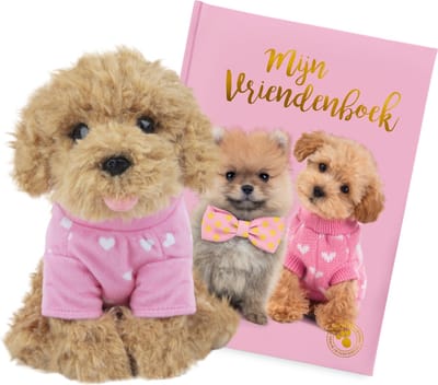 Studio Pets® Set van Honden Vriendenboek en Knuffel Toy Poedel Hond Cookie 23 cm – Cadeauset voor kinderen
