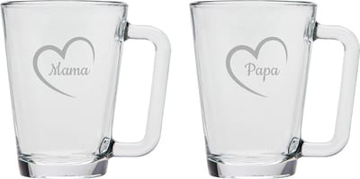 Gegraveerde theeglas 26cl Mama & Papa met hartje