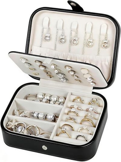 Sieradenopbergdoos voor Vrouwen en Meisjes, Reisdoos voor Kettingen, Oorbellen en Armbanden, Zwart, Compact en Handig voor Reizen