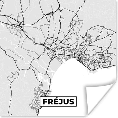 Poster Stadskaart - Frankrijk - Kaart - Fréjus - Plattegrond - 100x100 cm XXL