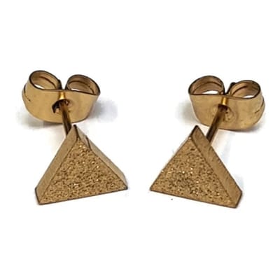 Aramat Jewels | Oorbellen | RVS Driehoek Oorbellen Diverse Kleuren 8-12mm - Geometrische Studs | Goudkleurig Sandblasted / 8mm | | | | Kinderen, Volwassenen | Verkleurd niet