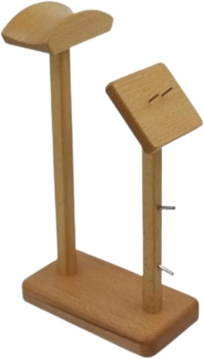 Hoofdtelefoon Houder - Koptelefoonstandaard - Bureau Organisatie - Massief Houten - 11.8 Inch Hoog - Houtkleur