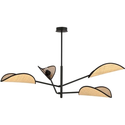 EMIBIG LIGHTING Hanglamp Vene, zwart/rotanlook, 4-lamps
