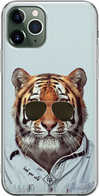 Casimoda® hoesje - Geschikt voor iPhone 11 Pro - Tijger Wild - Siliconen/TPU telefoonhoesje - Backcover - Tijger - Blauw