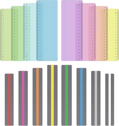 Lees Hulpmiddelen Set - Geleide Leesstrips - Ondersteuning Lezen - 16 Stuks Inclusief Linialen - 19x7cm en 19x3.2cm - Veelkleurig