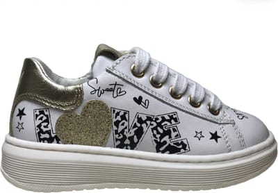 Naturino Mt 24 veter rits Love lederen sneakers Talth wit goud