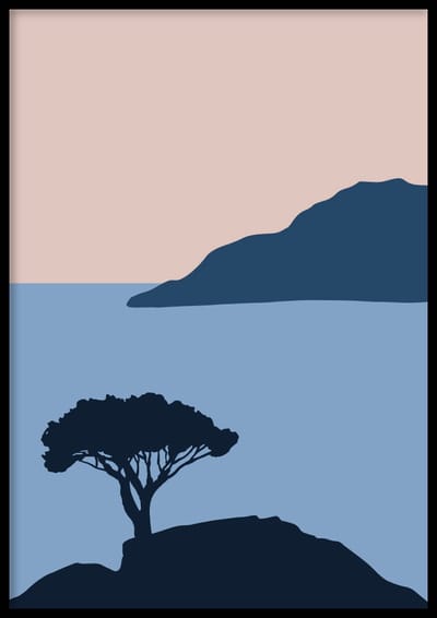 Poster Blue tree - Abstracte poster - 30x40 cm - Exclusief lijst - WALLLL