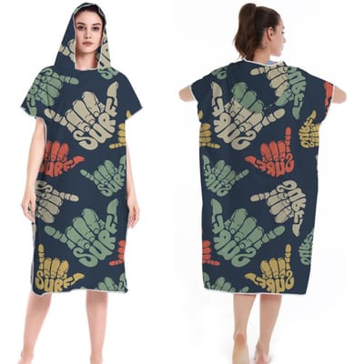 Poncho de Surf Serviette Microfibre Poncho de Surf à Capuche Robe de Bain pour se Changer Séchage Rapide Serviette de Plage Piscine avec Capuche Combinaison Néoprène 110X80cm gray