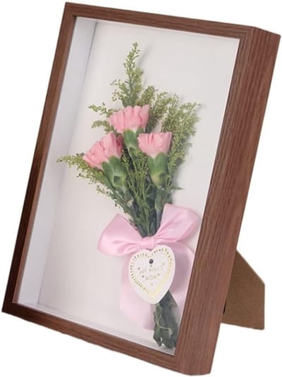Diepe houten schaduwdoos fotolijst voor gedroogde bloemen en memorabilia, geschikt voor foto's 4x6 cm met mat of 5x7 cm zonder mat, ideaal voor het tonen van herinneringen en medailles.