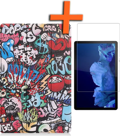 Hoesje - Geschikt voor Lenovo Tab P11 - Met Screenprotector - Trifold Bookcase - Hard Cover - Hardcover Book Case - Tablet Hoes - Graffity