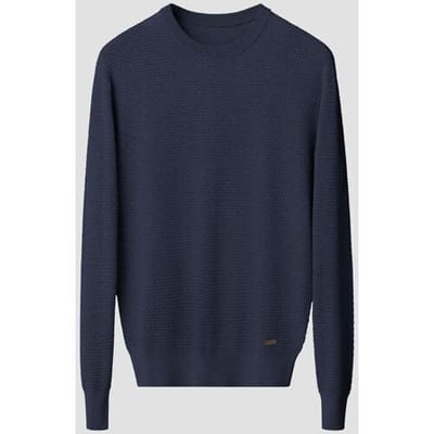 Eton Trui Luxury Egyption Organic Cotton Solid Color Texture Knit Donker Blauw / male