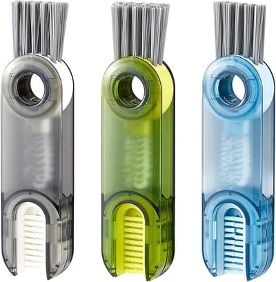 3-in-1 Reinigingsborstel voor Flessen, Bekers en Kettles - Inclusief 3 Stuks, Ideaal voor Moeiteloze Schoonmaak van Flessen en Keukenaccessoires