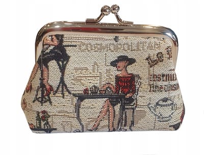 JedeKa Paris Gobelin Portemonnee Dames - Beige, 8x11 cm