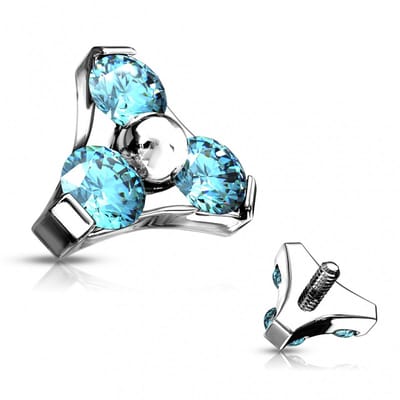 Dermal top triple stone 1.6mm aqua - LMPiercings