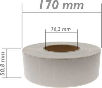 BeMatik - Rol van 4500 zelfklevende etiketten voor thermische transferprinter 50,8x25,4 mm 20 eenheden