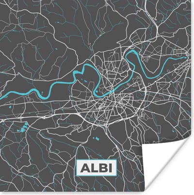 Poster Albi - Frankrijk - Plattegrond - Stadskaart - Kaart - 100x100 cm XXL
