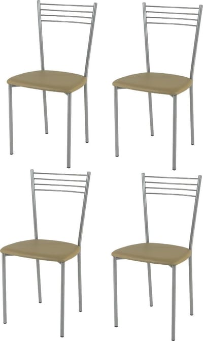 Tommychairs Elena - Eetkamerstoelen - Set van 4 - Aluminium & Cappuccino - Kunstleer