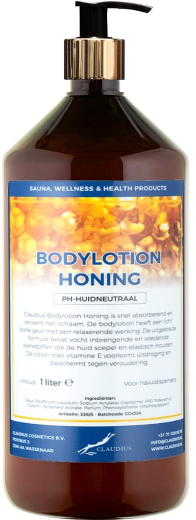 Bodylotion Honing 1 liter met gouden pomp