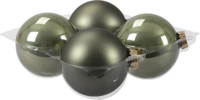 Bellatio Decorations Kerstballen - 4 st - graniet groen - 10 cm - mat/glans - Kerstboomversiering