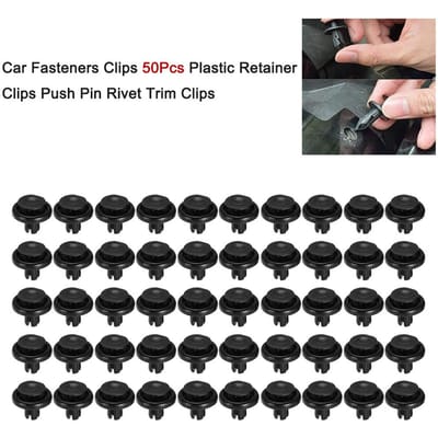 Attaches de Voiture Clips 50 Pièces Clips de Retenue en Plastique Rivets à Poussoir pour Voiture Clips de Garniture Remplacement Universel pour Toyota Honda black