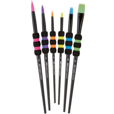 Faber-Castell Penselen Soft Touch - zwart set 6 stuks - FC-481622