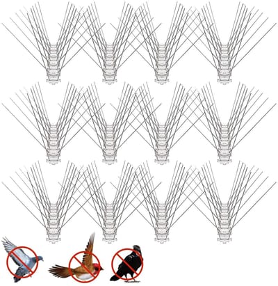 12 Stuks Vogelspikes van RVS, Ideaal voor Daken, Schouwen, Hekken en Terrassen, 25 cm Lange Beveiliging tegen Vogels