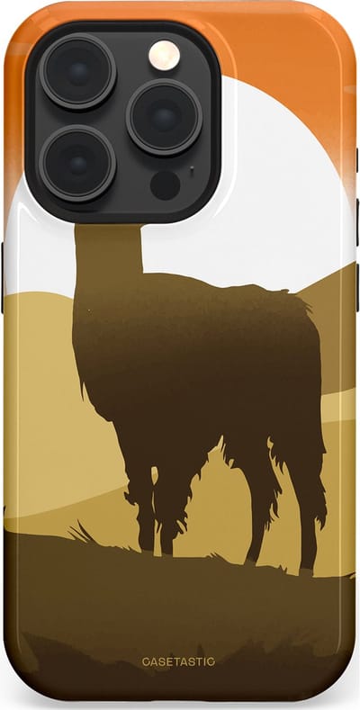 Casetastic Hoesje Geschikt voor Apple iPhone 15 Pro Magsafe - Stijlvolle Beschermende Duo-layer Case - Silhouet Alpaca