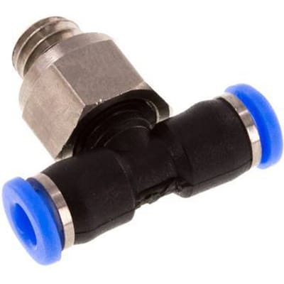 3mm X M 6 Inline T-stuk Insteek Fitting Met Buitendraad Messing/PBT NBR Rotatable Compacte Bouwvorm [2 Stuks]
