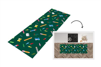 Keukenloper - Loper keuken - Kantoor - Patronen - Potloden - 150x50 cm - Keukenloper vinyl
