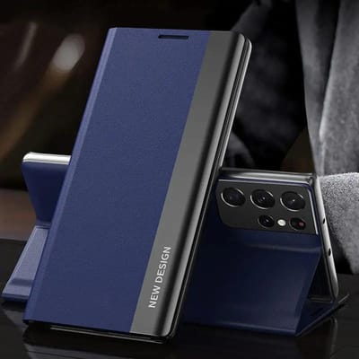 Vergulde Lederen Telefoonhoesje Voor Samsung S26 Ultra S24 Plus S23 S22 S21 S20 S25 FE S25 Ultra Flip Beugel Beschermhoes S25 Ultra