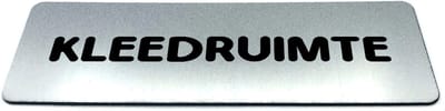 Deurbordje RVS-Look met tekst kleedruimte - Ronde letter - Formaat 150 mm x 50 mm x 1,6 mm - Zelfklevend | Geborstelde RVS-look toplaag | Gratis Verzending | Decoporta