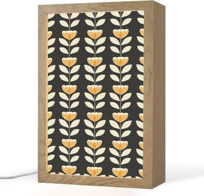 Tafellamp 20x30 cm - LED lamp - Retro - Bloem - Zwart - Okergeel - Decoratieve tafellampen - Dimbaar - Tafellampje slaapkamer - Woonkamer binnen