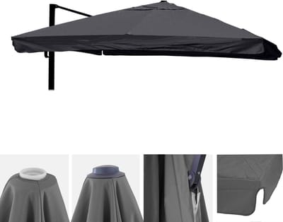 Vervangingshoes voor zweefparasol MCW-A96 met klep, parasolhoes, 3x4m (Ø5m) polyester 4kg ~ antraciet