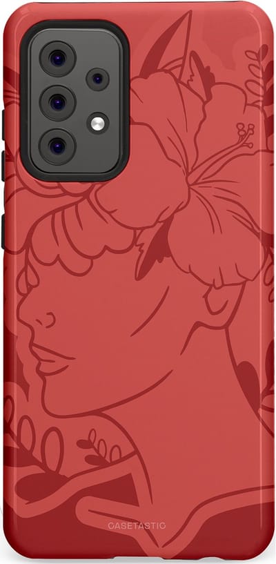 Casetastic hoesje geschikt voor Samsung Galaxy A52 (2021) 5G / Samsung Galaxy A52 (2021) 4G - Dubbellaagse bescherming - Bloemenfluistering - Fashion Case - Koraal Terracotta