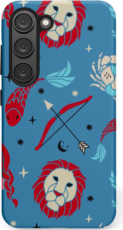 Casetastic hoesje geschikt voor Samsung Galaxy S23 - Dubbellaagse bescherming - Zodiac in verbinding - Fashion Case - Petrol Bordeaux Grijs