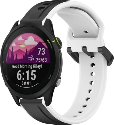 Siliconen bandje - geschikt voor Garmin Vivoactive 4 / Venu 3 / Venu 2 / Forerunner 255 / Forerunner 265 / 570 (47mm) - zwart-wit