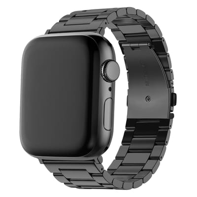BALR stalen bandje geschikt voor Apple Watch 44mm / 45mm / 49mm – Zwart – Compatibel met Apple Watch 1/2/3/4/5/6/8/9/10/11/SE(2-3)/Ultra(2-3)