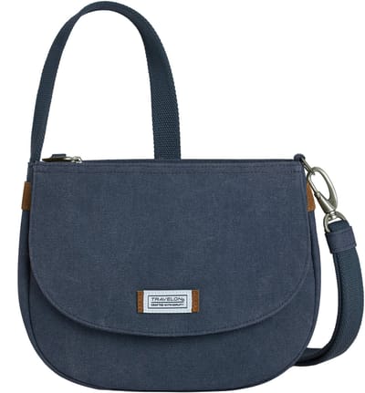Travelon Heritage Anti-diefstal Saddle Crossbody Tas – Indigo - Crossbody met RFID, snijbestendige band en vergrendelbare ritsen
