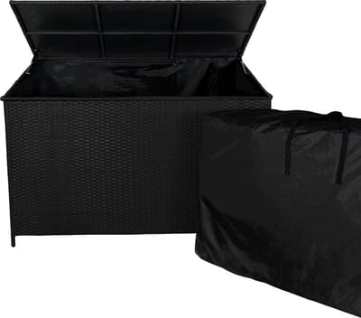 Kussenbox - rotan - 582 l - zwart