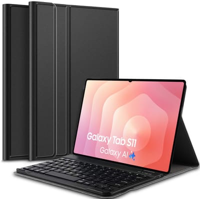 Hoes met toetsenbord geschikt voor Samsung Galaxy Tab S11 - Keyboard Book Case Cover Hoesje Zwart