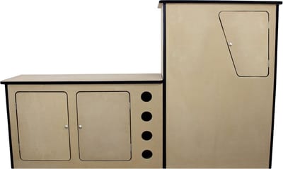 Mdf camper keuken blok - zwart - 1980mm - inclusief 4-vaks wijnrek