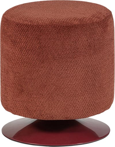 WOOOD Islen Poef Met Draaivoet - Bouclé - Bordeauxrood - 47x39x39