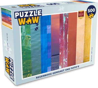 Puzzel Regenboog gemaakt van foto's - Legpuzzel - Puzzel 500 stukjes