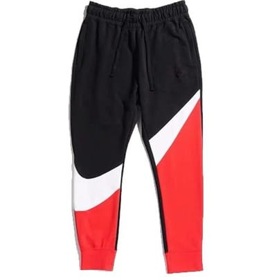 Nike Broek met Grote Logoprint en Trekkoord Heren Onderstukken Zwart Rood AR3087-657 M black