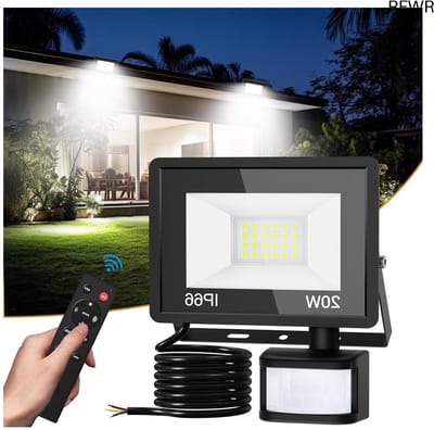 RFWR® Led-schijnwerper met bewegingsmelder voor buiten - 20 W, IP66 waterdicht, met afstandsbediening