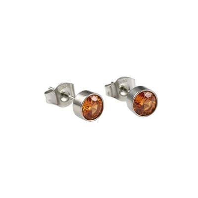 Aramat Jewels | Oorbellen | Oorstekers – Staal Kristal Oranje Zilverkleur (5mm) | | | |5mm | Staal | Kinderen, Volwassenen | Verkleurd niet
