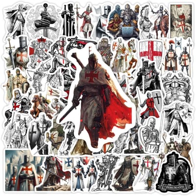 Kruisvaarder Tempelier Ridder Stickers Geschiedenis Kunst Diy Cadeau Kinder Speelgoed Waterdichte Sticker Voor Laptop Telefoon Bagage Flessen Decoratief gray